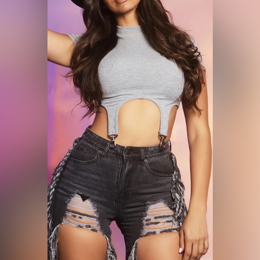 Megan Thee Stallion FN collection /Limited Edition Ribbed Cutout Crop Top